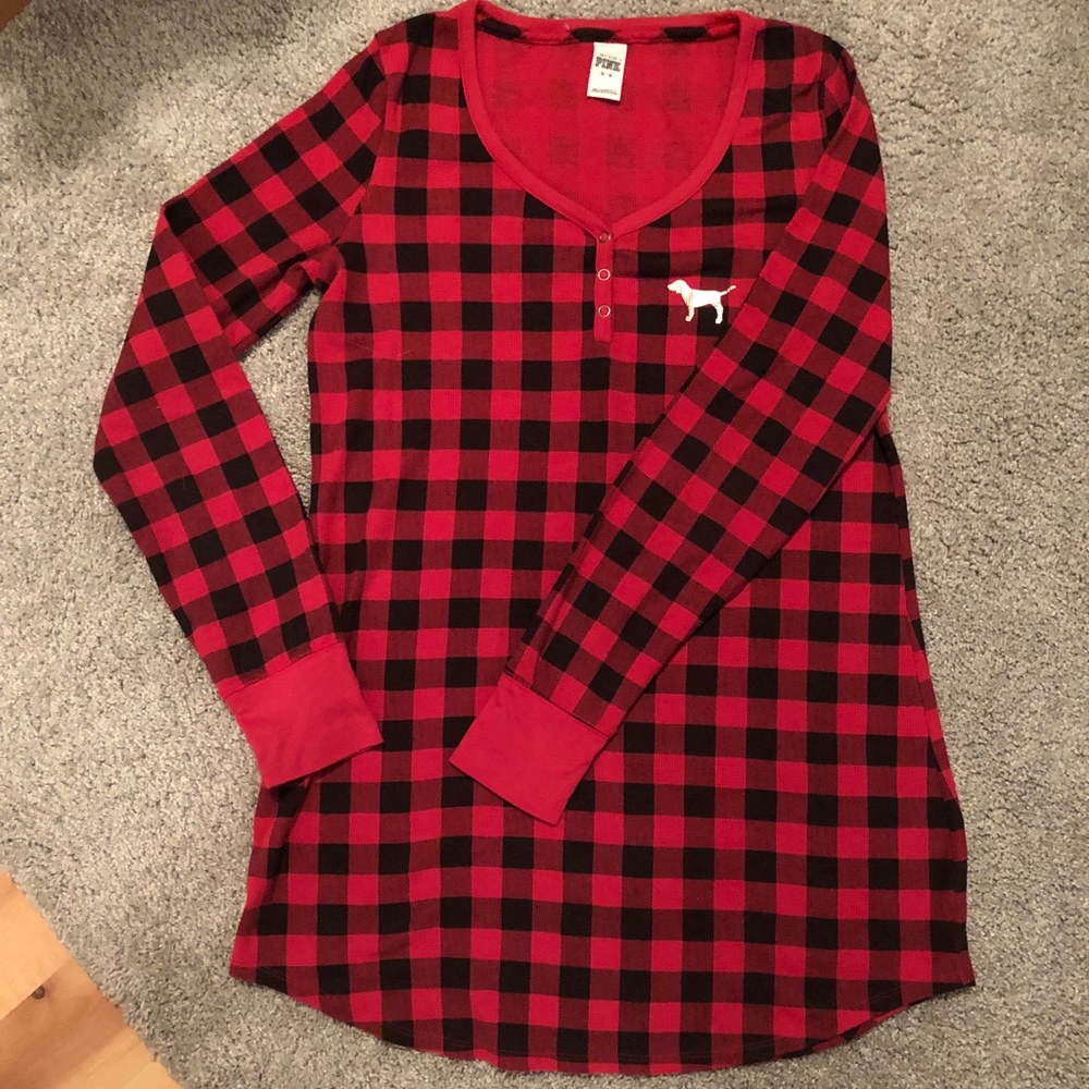 Victoria’s Secret Pink plaid pajama night tee